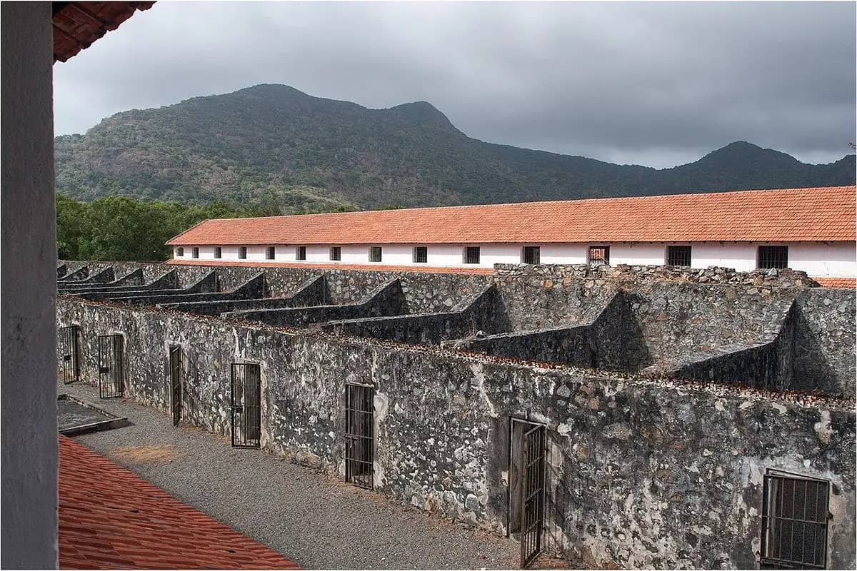 The stone walls and cell blocks of the French tiger cages at Phu Tuong camp