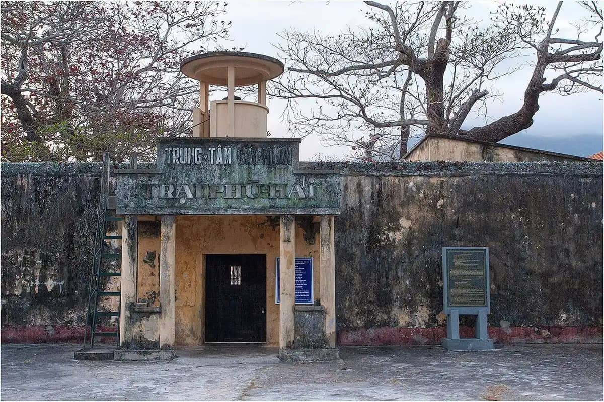 The gate and guard tower of Phu Hai prison camp in Con Son town